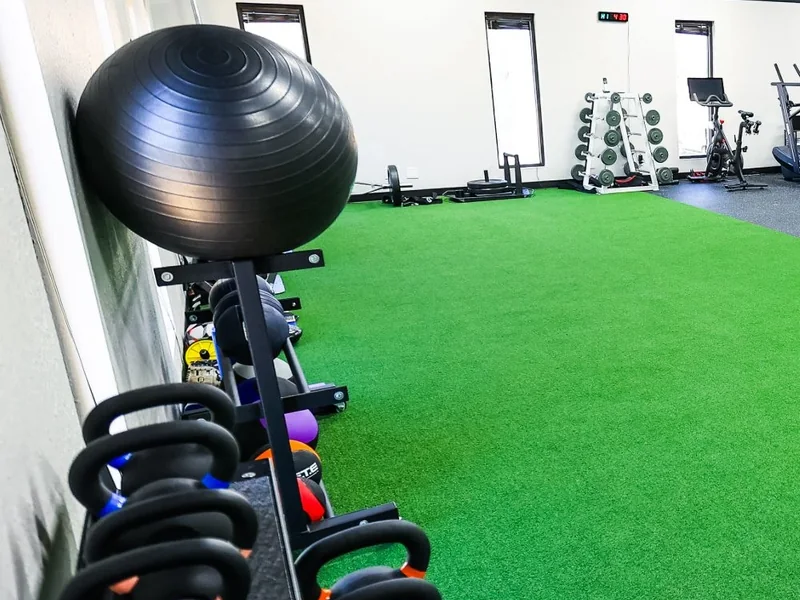 Kettlebells and conditioning equipment at our Midland clinic