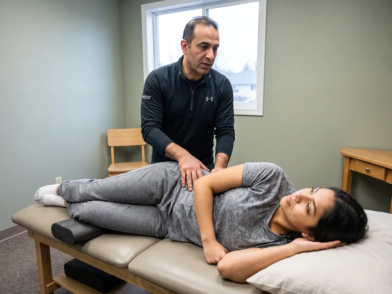 A therapist treating a patient